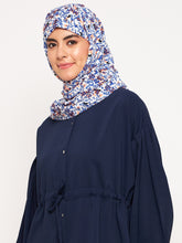 Nabia Blue and Gold Floral Printed Scarf